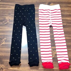 Ruffle Butts Black with Gold Dots & White with Red Stripes Leggings size 2-4T